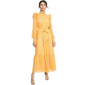 English Factory Maxi Dress Size Small Swiss Dot Smocked Ruffle Long Sleeve Party